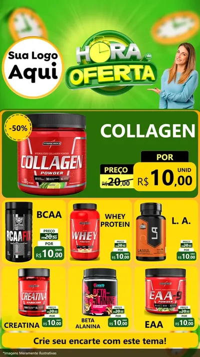 Modelo de Rede Social para Stories com o tema Hora da Oferta para Suplementos alimentares