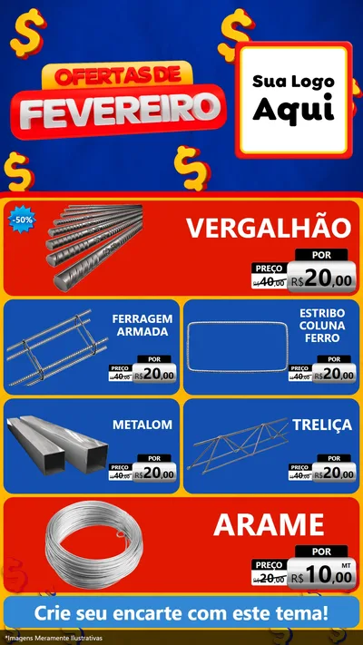Modelo de TV para TV Vertical com o tema Ofertas de Fevereiro para Ferragens