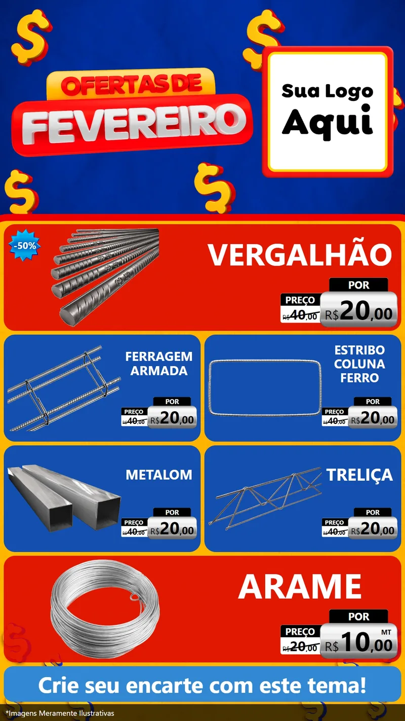 Modelo de TV para TV Vertical com o tema Ofertas de Fevereiro para Ferragens