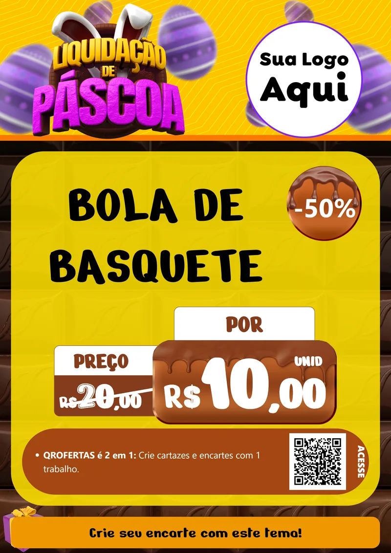 Modelo de Cartaz para Cartaz A4 Vertical com o tema Liquidação de Páscoa para Artigos Esportivos