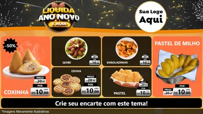 Modelo de TV para TV Horizontal com o tema Liquida Ano Novo É Aqui! para Salgadaria