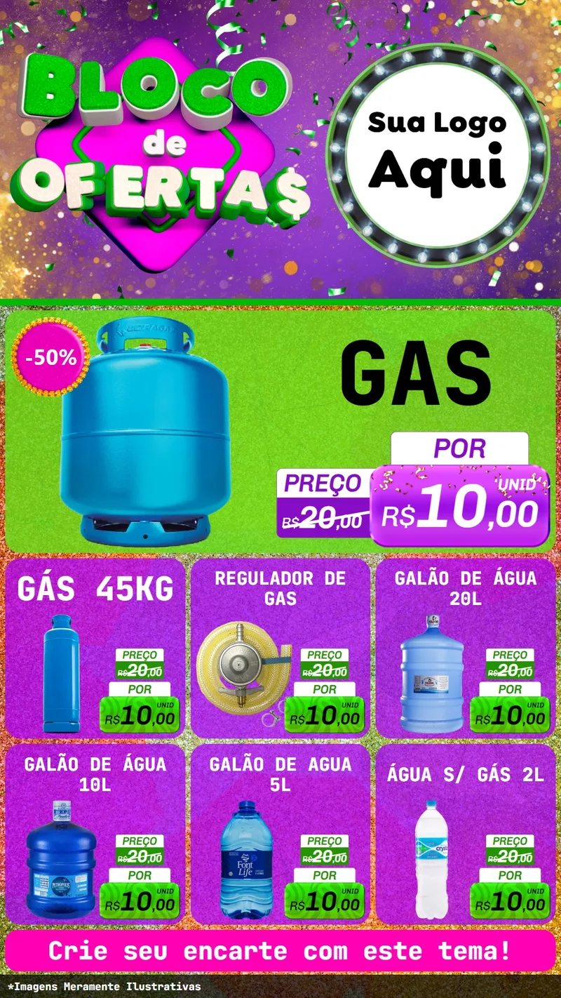 Modelo de Rede Social para Stories com o tema Bloco de Ofertas para Água e gás