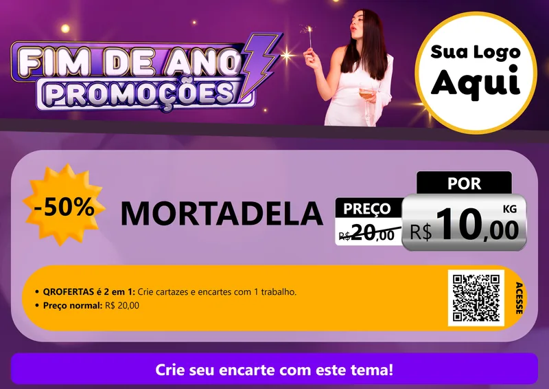 Modelo de Cartaz para Cartaz A4 Horizontal com o tema Fim de Ano Promoções para Frios e Laticínios