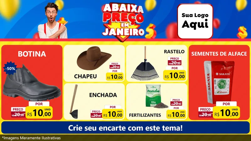 Modelo de TV para TV Horizontal com o tema Abaixa Preço em Janeiro para Agropecuária