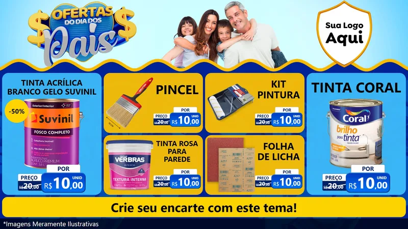 Modelo de TV para TV Horizontal com o tema Ofertas do Dia dos Pais para Tintas e Ferramentas