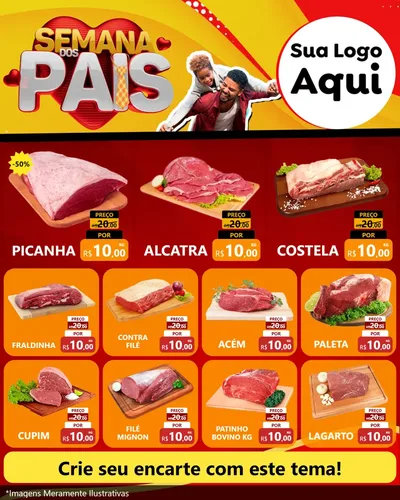 Modelo de Rede Social para Feed Instagram com o tema Semana Dos Pais para Açougue