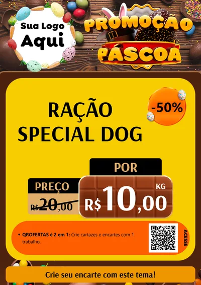 Modelo de Cartaz para Cartaz A4 Vertical com o tema Promoção Páscoa para Pet Shop