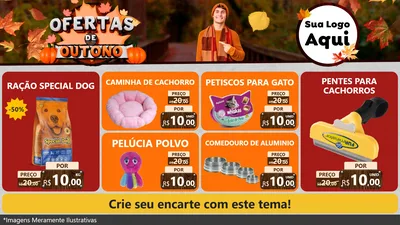 Modelo de TV para TV Horizontal com o tema Ofertas de Outono para Pet Shop
