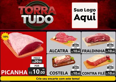 Modelo de Encarte para Encarte A4 Horizontal com o tema Torra Tudo para Açougue