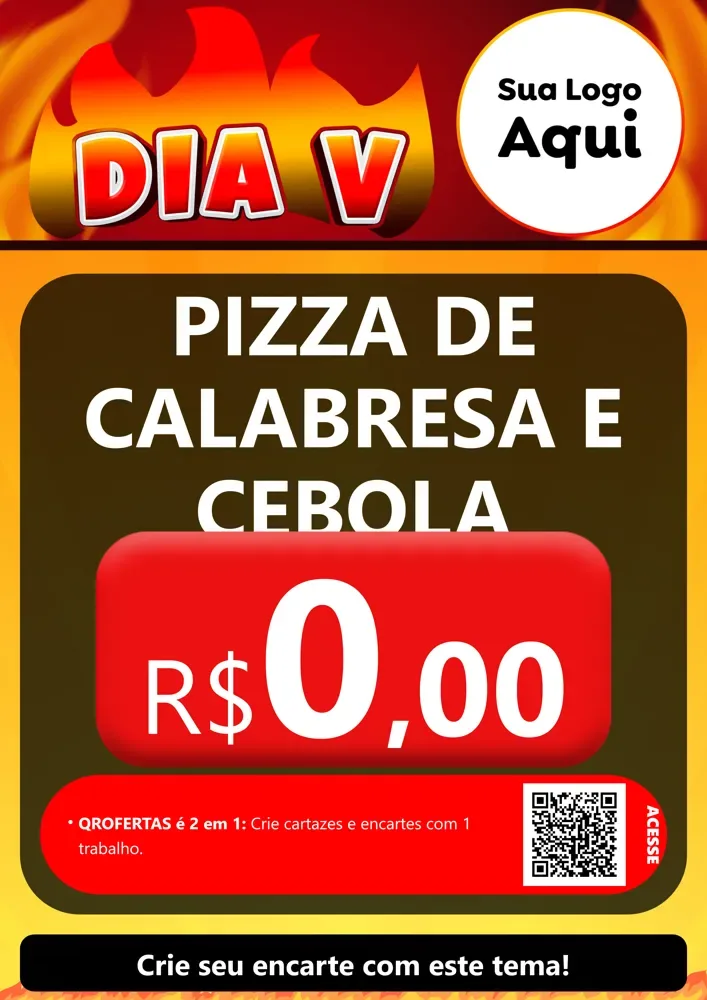 Modelo de Cartaz para Cartaz A4 Vertical com o tema Dia V para Pizzaria
