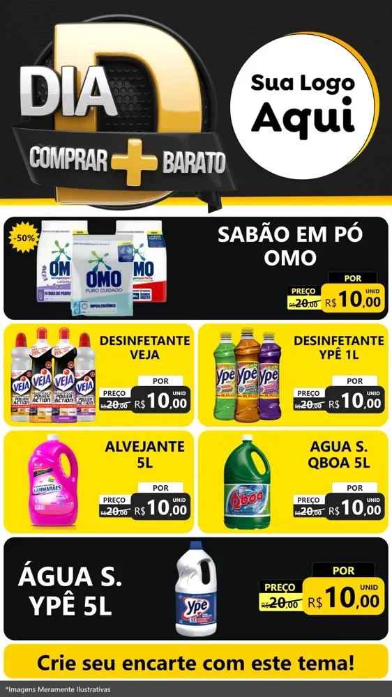 Modelo de TV para TV Vertical com o tema Dia D Mais Economia para Produtos de Limpeza