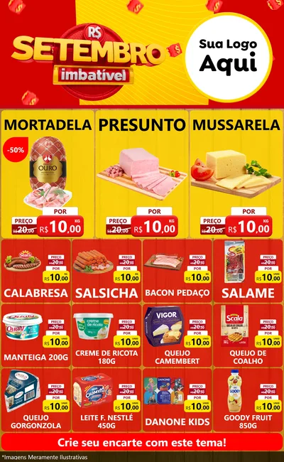 Modelo de Encarte para Encarte Grande com o tema Setembro Imbatível para Frios e Laticínios