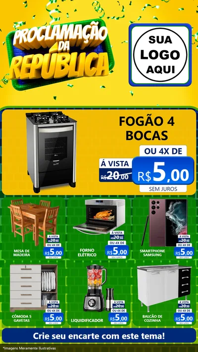 Modelo de Rede Social para Stories com o tema Proclamação da República para Móveis e Eletro