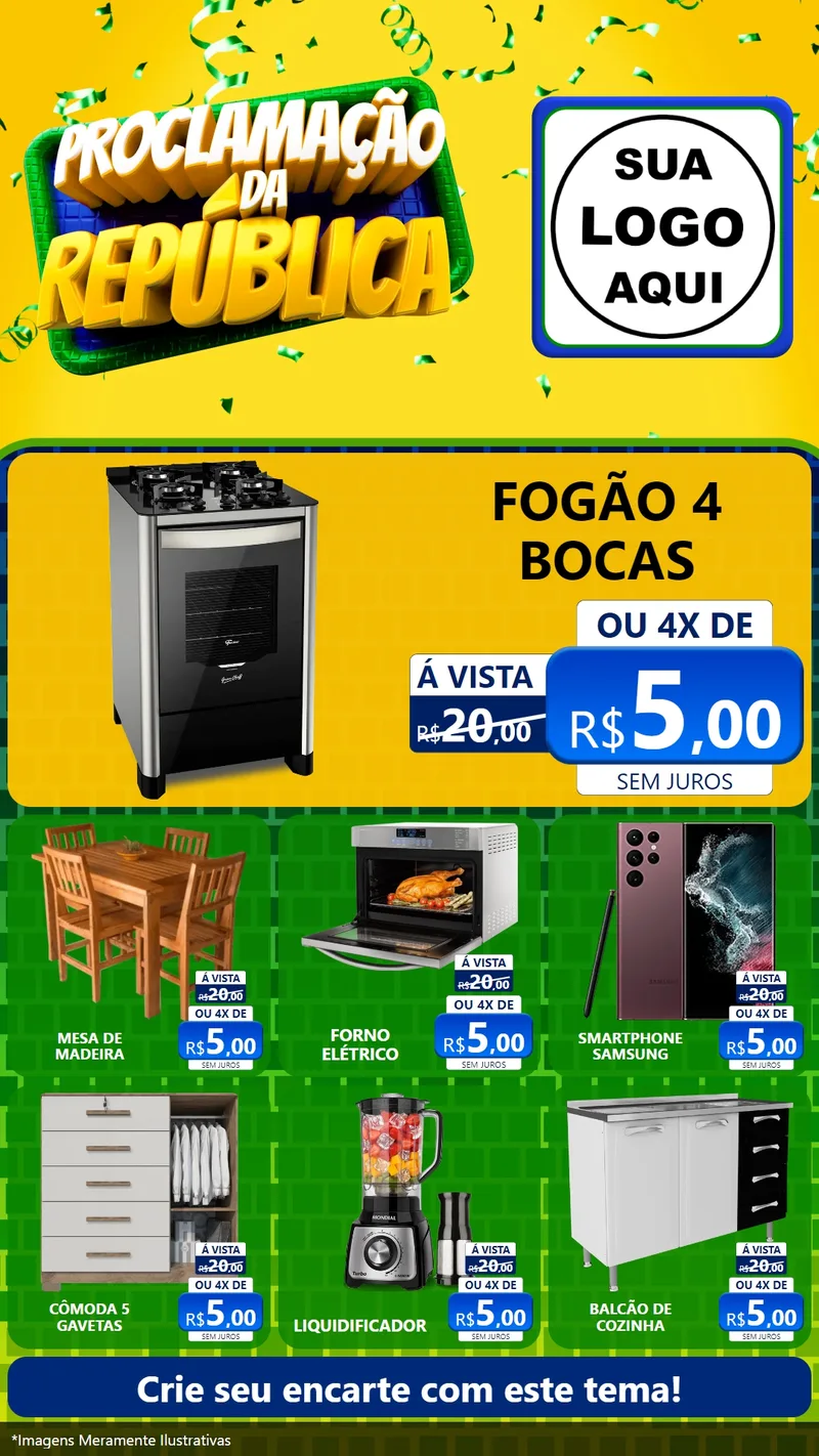 Modelo de Rede Social para Stories com o tema Proclamação da República para Móveis e Eletro