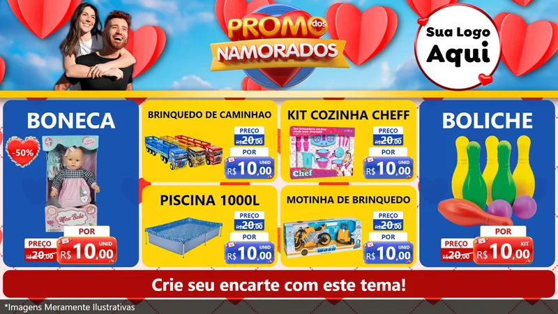 Modelo de TV para TV Horizontal com o tema Promo dos Namorados para Brinquedos