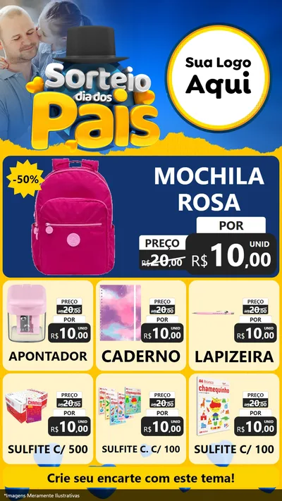 Modelo de Rede Social para Stories com o tema Sorteio Dia Dos Pais para Papelaria