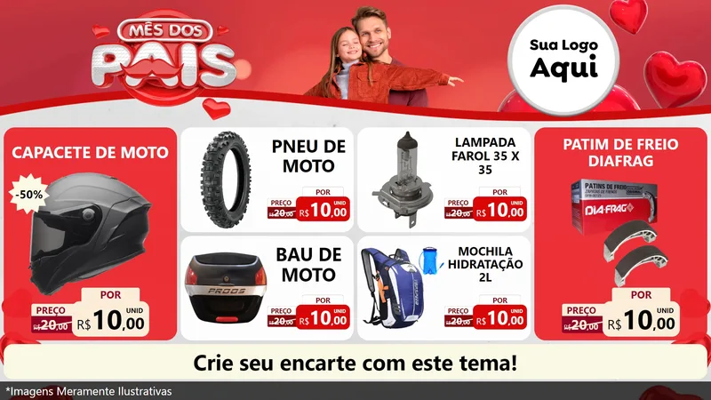 Modelo de TV para TV Horizontal com o tema Mês dos Pais para Moto peças