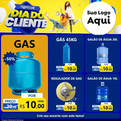 Modelo de Rede Social para Feed Facebook com o tema Especial Dia do Cliente para Água e gás