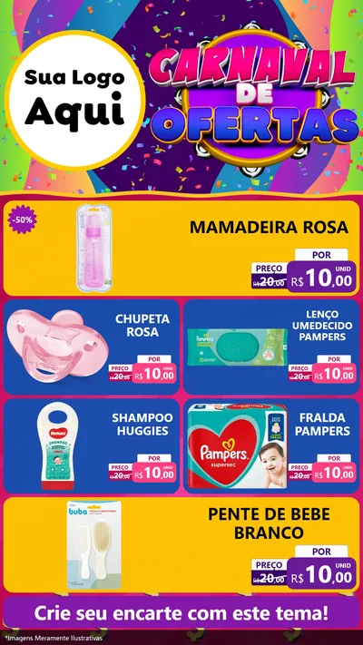 Modelo de TV para TV Vertical com o tema Carnaval de Ofertas para Bebês