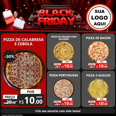 Modelo de Rede Social para Feed Facebook com o tema Black Friday para Pizzaria