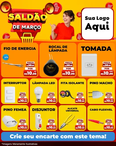 Modelo de Rede Social para Feed Instagram com o tema Saldão de Março para Materiais Elétricos