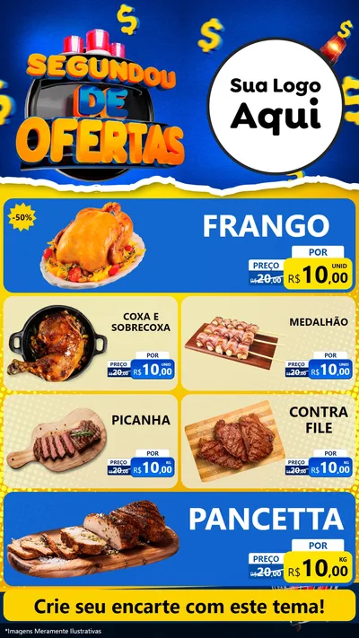 Modelo de TV para TV Vertical com o tema Segundou de Ofertas para Assados
