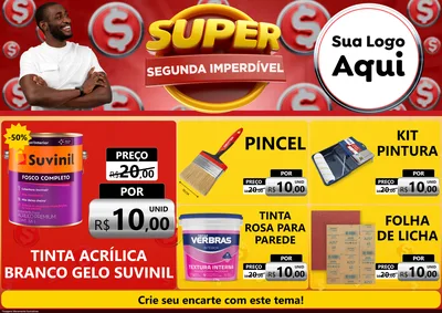 Modelo de Encarte para Encarte A4 Horizontal com o tema Super Segunda Imperdível para Tintas e Ferramentas