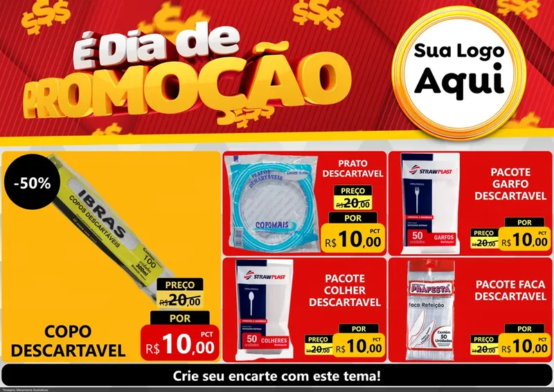 Modelo de Encarte para Encarte A4 Horizontal com o tema É Dia De Promoção para Embalagens