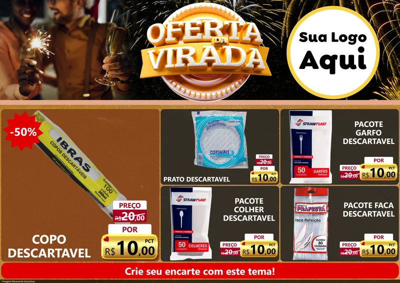 Modelo de Encarte para Encarte A4 Horizontal com o tema Oferta da Virada para Embalagens