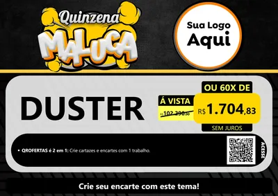 Modelo de Cartaz para Cartaz A4 Horizontal com o tema Quinzena Maluca para Concessionaria de Carros