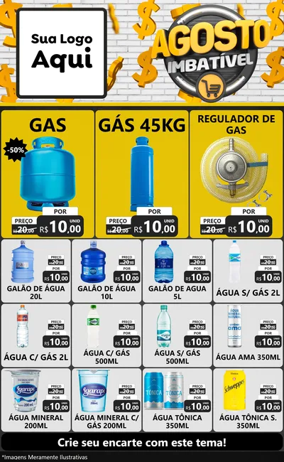 Modelo de Encarte para Encarte Grande com o tema Agosto imbatível para Água e gás