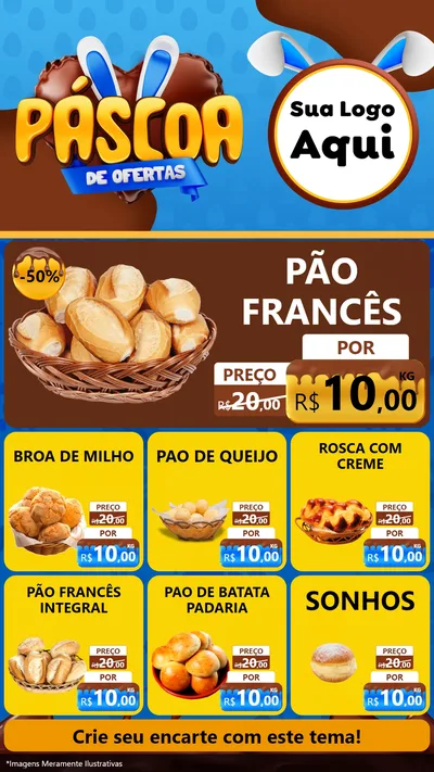 Modelo de Rede Social para Stories com o tema Páscoa de Ofertas para Padaria