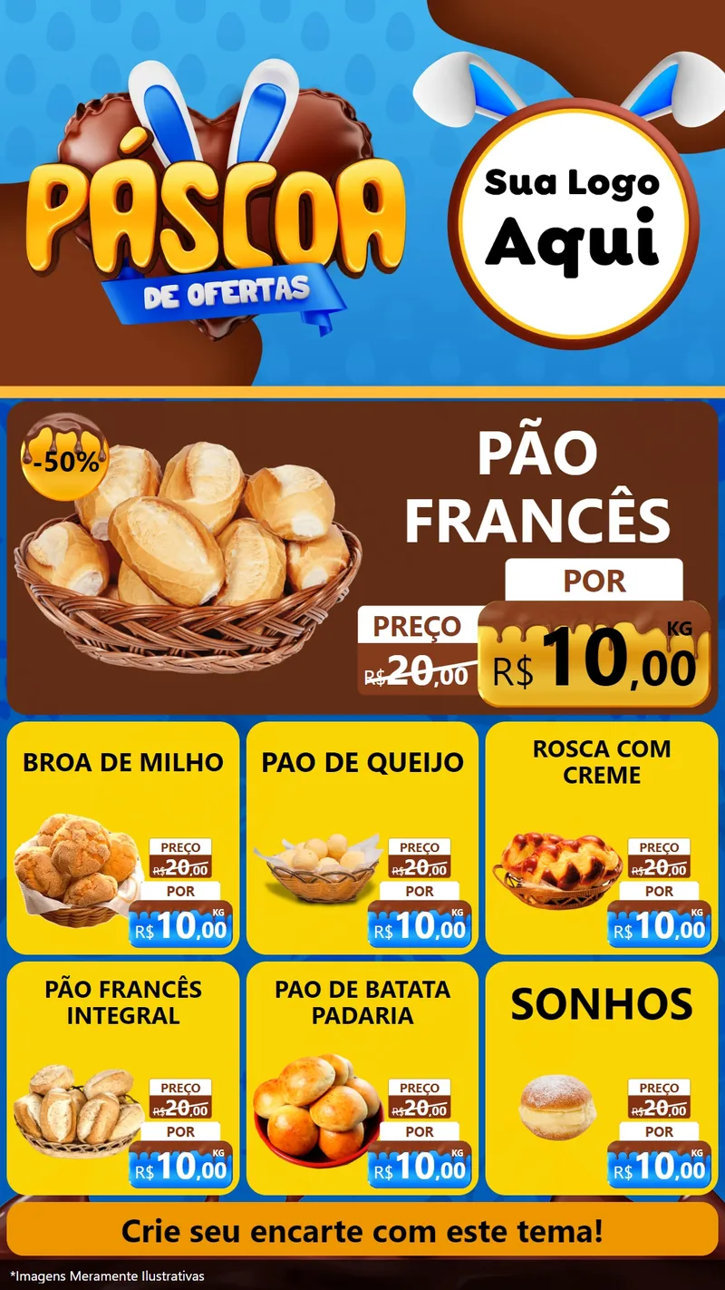 Modelo de Rede Social para Stories com o tema Páscoa de Ofertas para Padaria