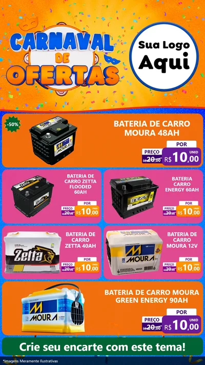 Modelo de TV para TV Vertical com o tema Carnaval de Ofertas para Baterias Elétricas