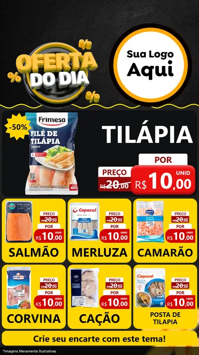 Modelo de Rede Social para Stories com o tema Oferta Do Dia para Peixaria
