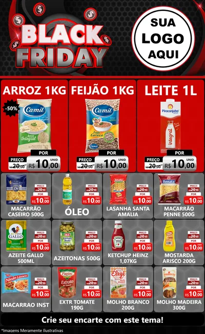 Modelo de Encarte para Encarte Grande com o tema Black Friday para Supermercado