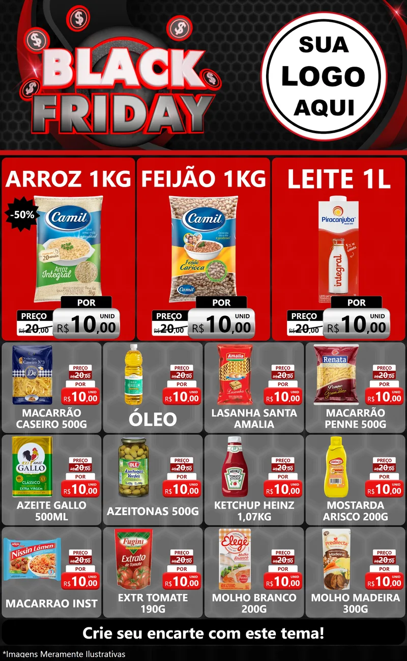 Modelo de Encarte para Encarte Grande com o tema Black Friday para Supermercado