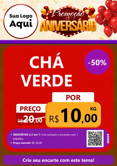 Modelo de Cartaz para Cartaz A4 Vertical com o tema Promoção de Aniversário para Produtos Naturais