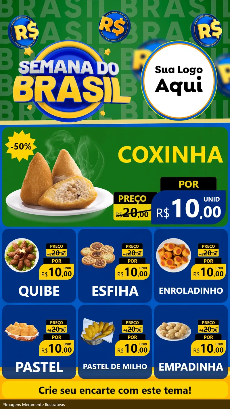 Modelo de Rede Social para Stories com o tema Semana Do Brasil para Salgadaria