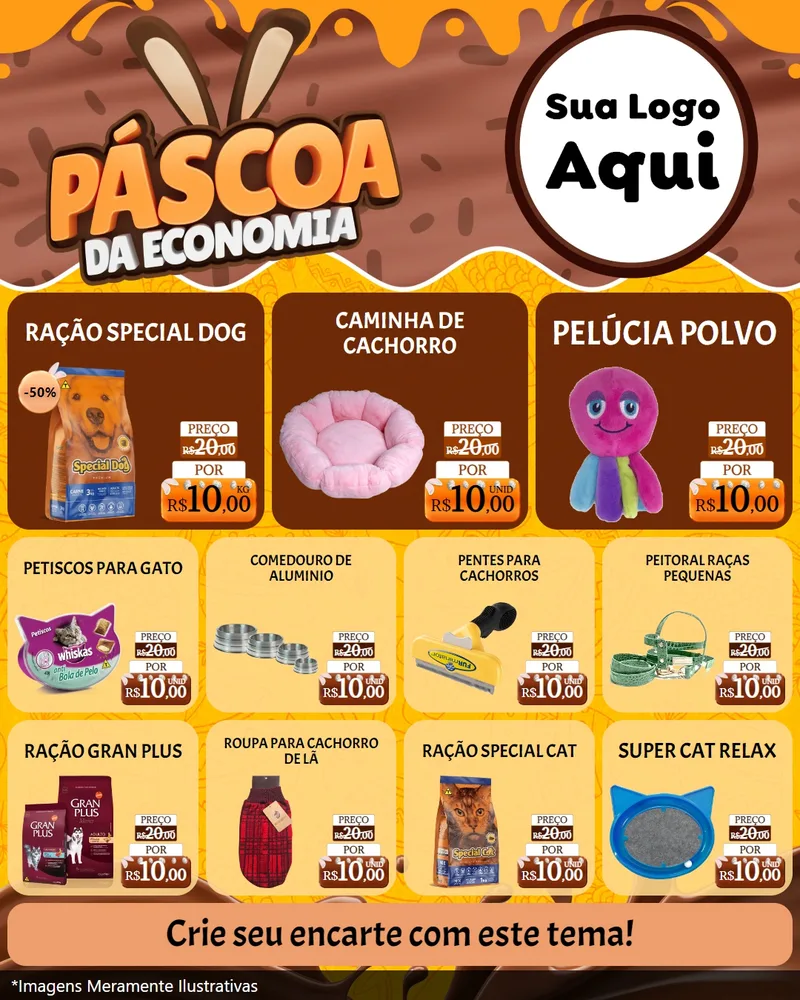 Modelo de Rede Social para Feed Instagram com o tema Páscoa da Economia para Pet Shop