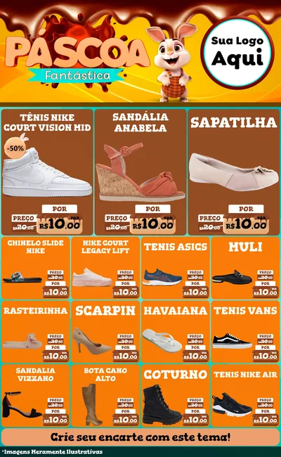 Modelo de Encarte para Encarte Grande com o tema Páscoa Fantástica para Calçados