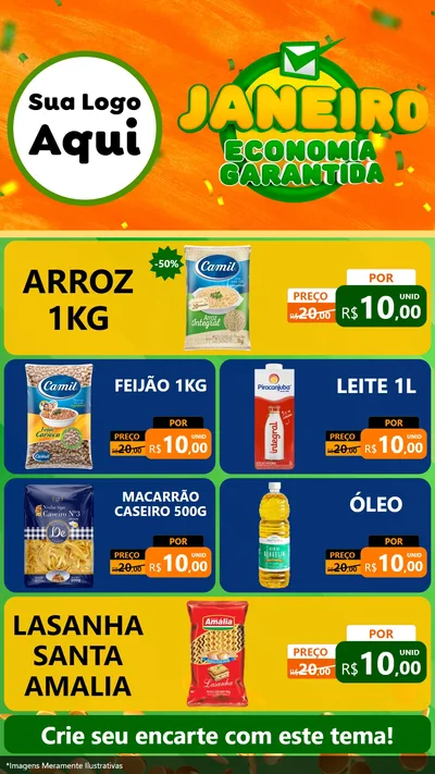 Modelo de TV para TV Vertical com o tema Janeiro - Economia Garantida para Supermercado