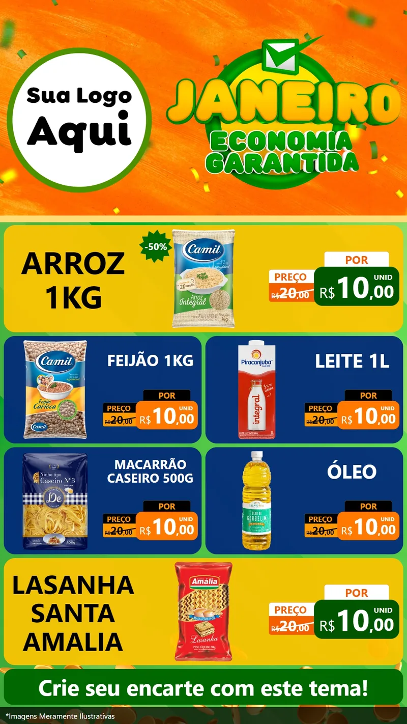 Modelo de TV para TV Vertical com o tema Janeiro - Economia Garantida para Supermercado
