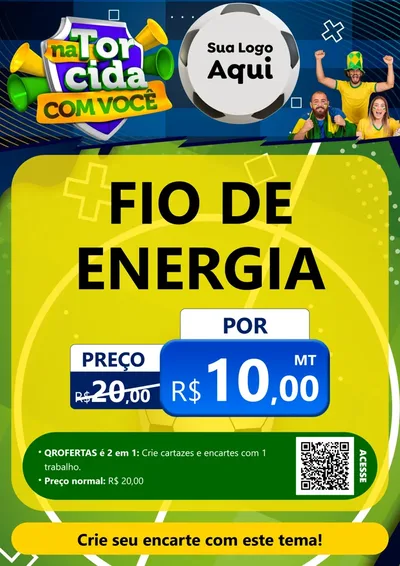 Modelo de Cartaz para Cartaz A4 Vertical com o tema Na Torcida Com Você - Copa para Materiais Elétricos