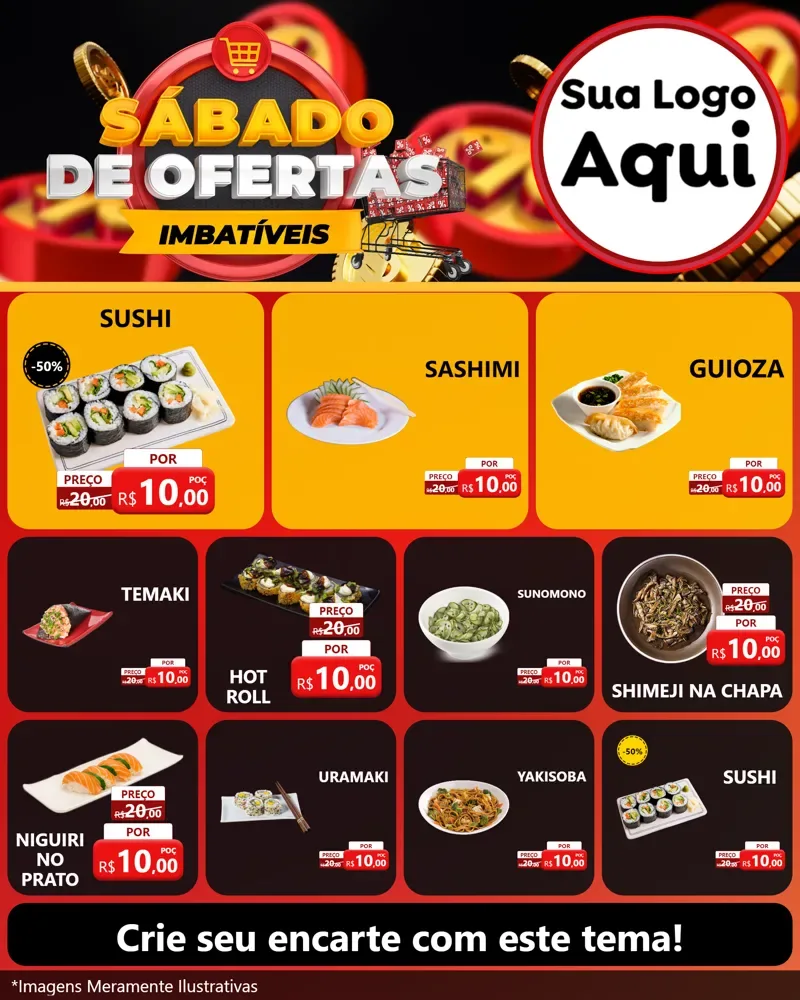 Modelo de Rede Social para Feed Instagram com o tema Sábado de Ofertas Imbatíveis para Comida japonesa