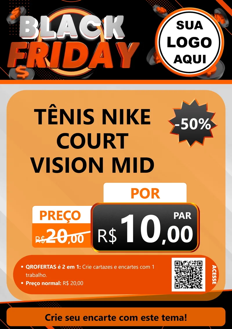 Modelo de Cartaz para Cartaz A4 Vertical com o tema Black Friday para Calçados