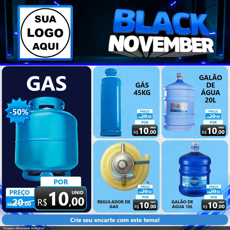 Modelo de Rede Social para Feed Facebook com o tema Black November para Água e gás
