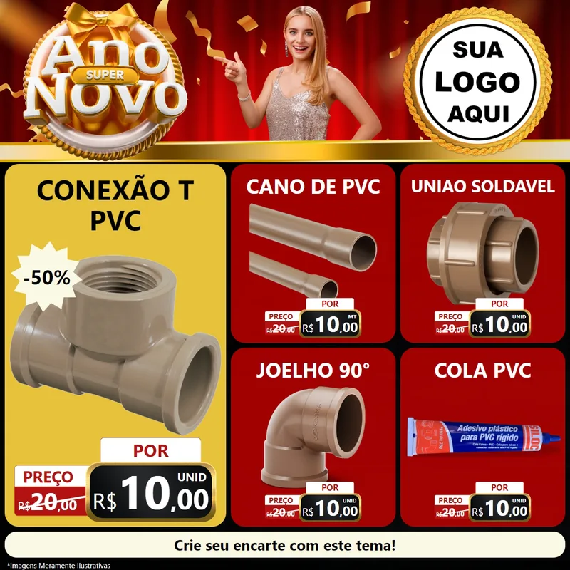 Modelo de Rede Social para Feed Facebook com o tema Super Ano Novo para Tubos e conexões