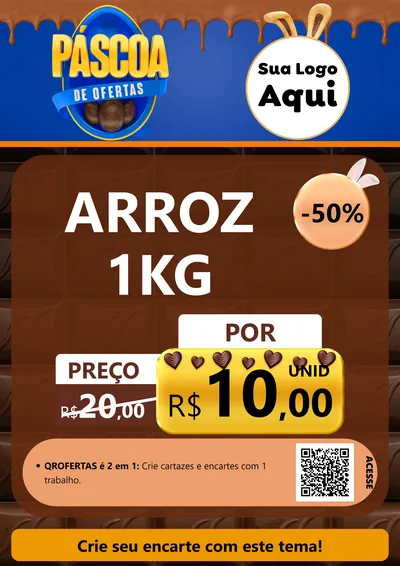 Modelo de Cartaz para Cartaz A4 Vertical com o tema Páscoa de Ofertas para Supermercado