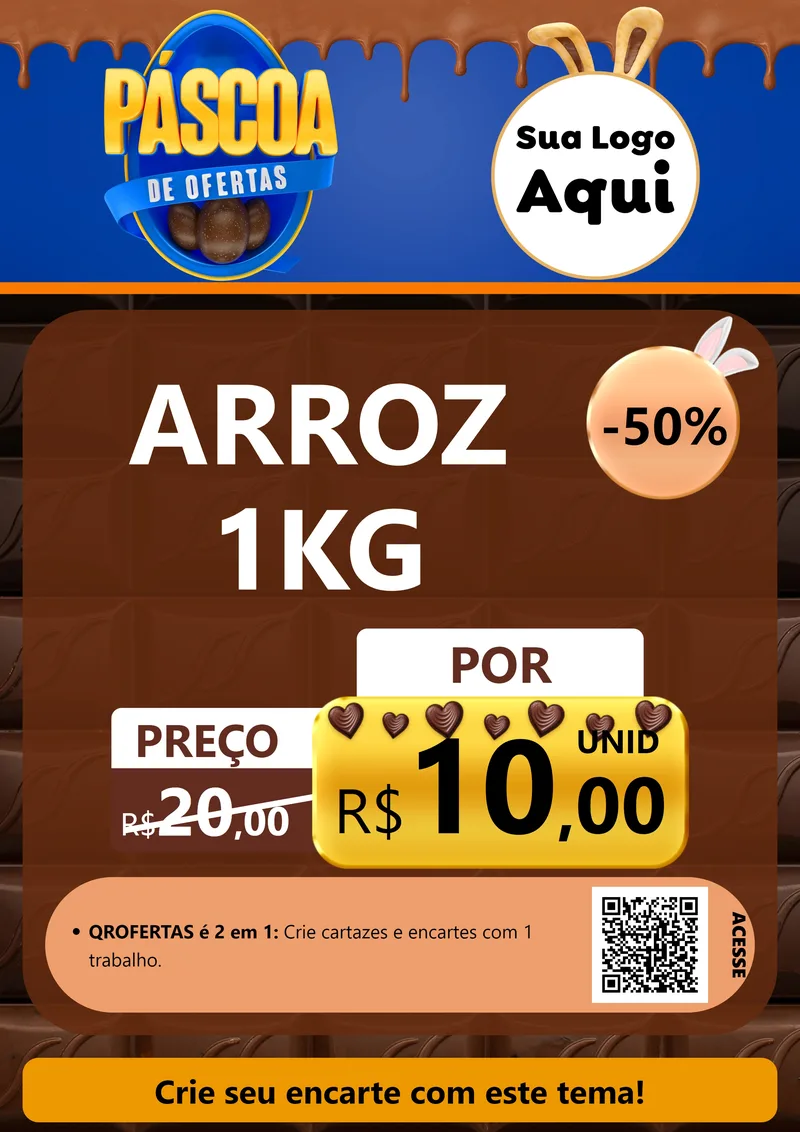 Modelo de Cartaz para Cartaz A4 Vertical com o tema Páscoa de Ofertas para Supermercado
